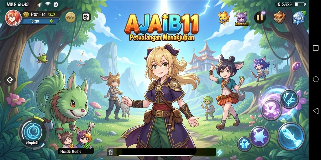 Screenshot gameplay AJAIB11 menampilkan aksi seru karakter anime.