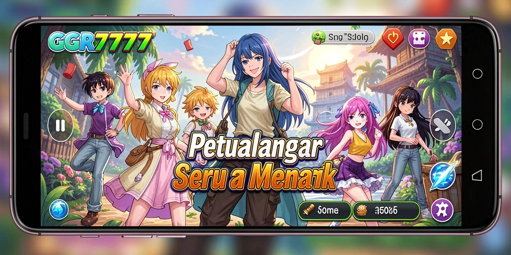 Screenshot gameplay GGR7777 menampilkan pertarungan seru di dunia anime.