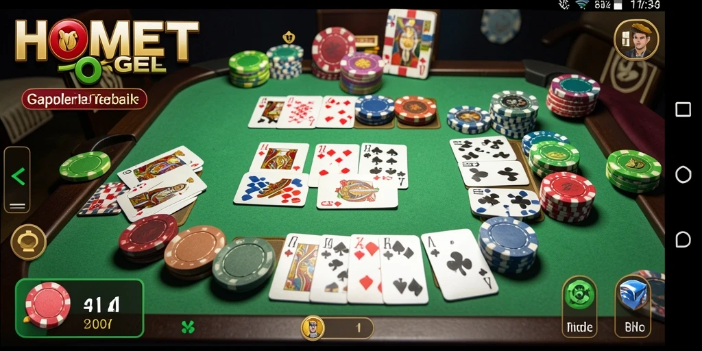 Tampilan gameplay seru dalam HOMETOGEL dengan fitur Gaple yang menarik.