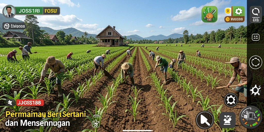 Tampilan gameplay <strong>JOSS188</strong> yang menonjolkan kegiatan bertani.