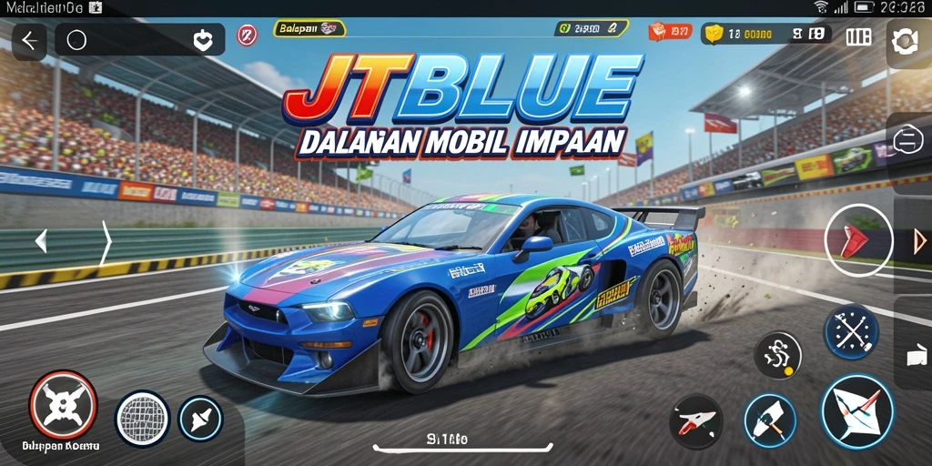 Gameplay JTBLUE yang menegangkan saat balapan di trek yang seru.