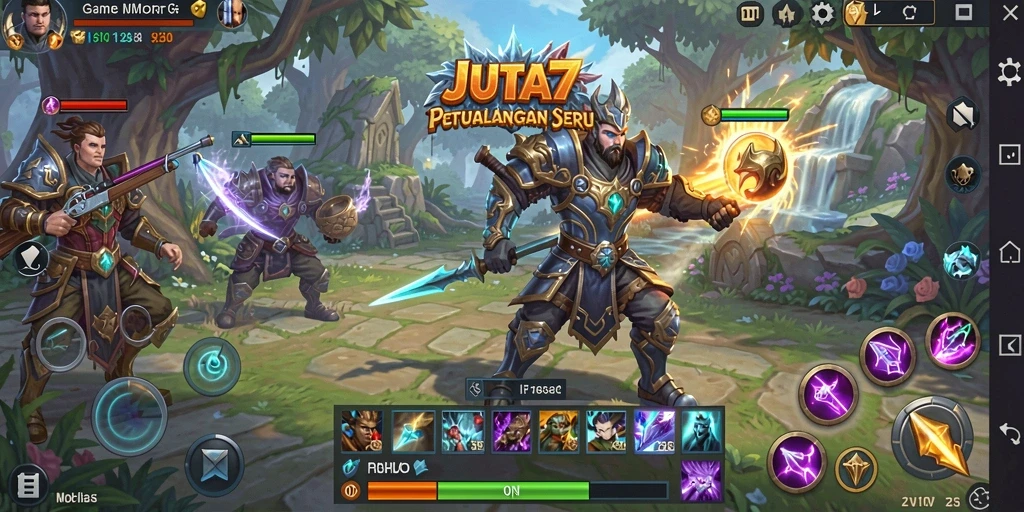Screenshot gameplay JUTA7 yang menunjukkan pertarungan epik antar pemain.