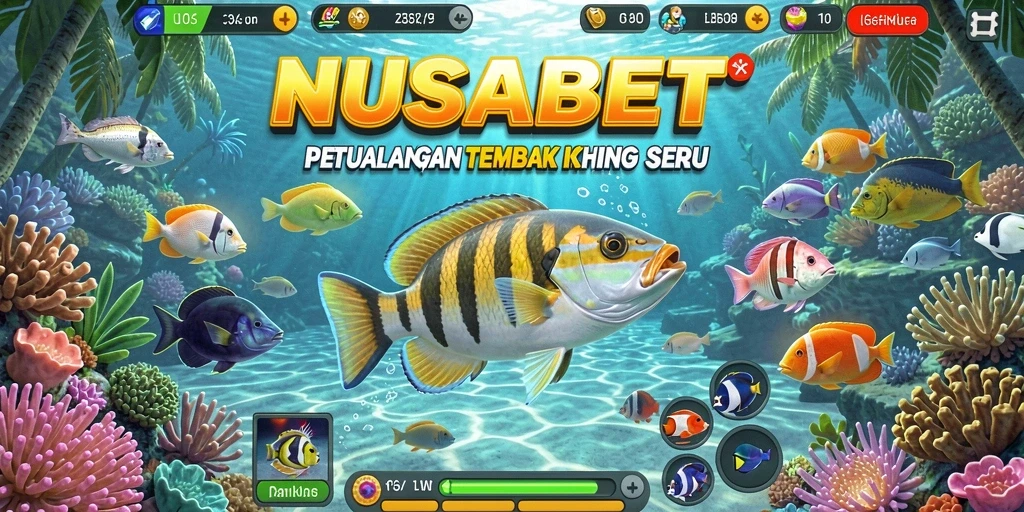 Tampilan gameplay NUSABET dengan aksi menembak ikan yang seru.
