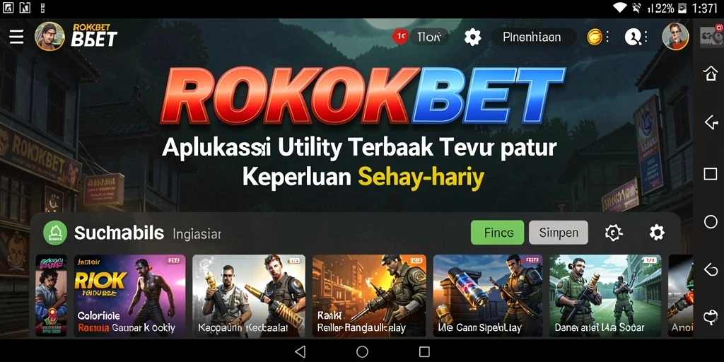 Tampilan utama ROKOKBET yang menunjukkan fitur-fitur utilitas.