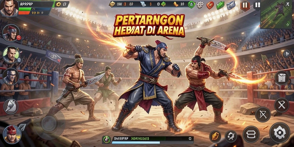 Tampilan aksi seru dari gameplay Fighting RPRPRP.