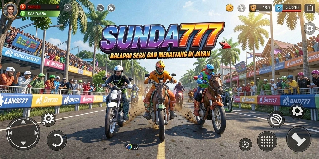 Tampilan gameplay SUNDA777 dengan aksi balapan yang mendebarkan.