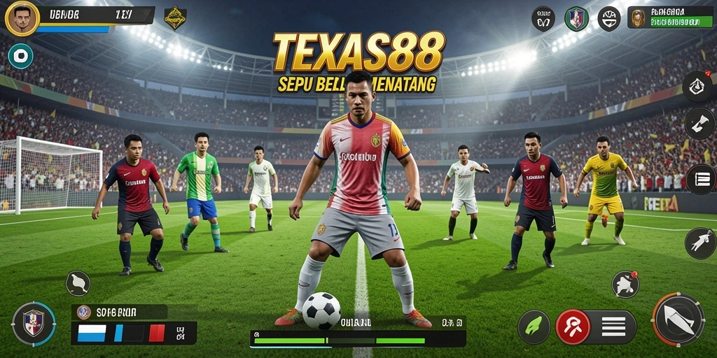Tampilan gameplay TEXAS88 dengan aksi sepak bola yang menarik.